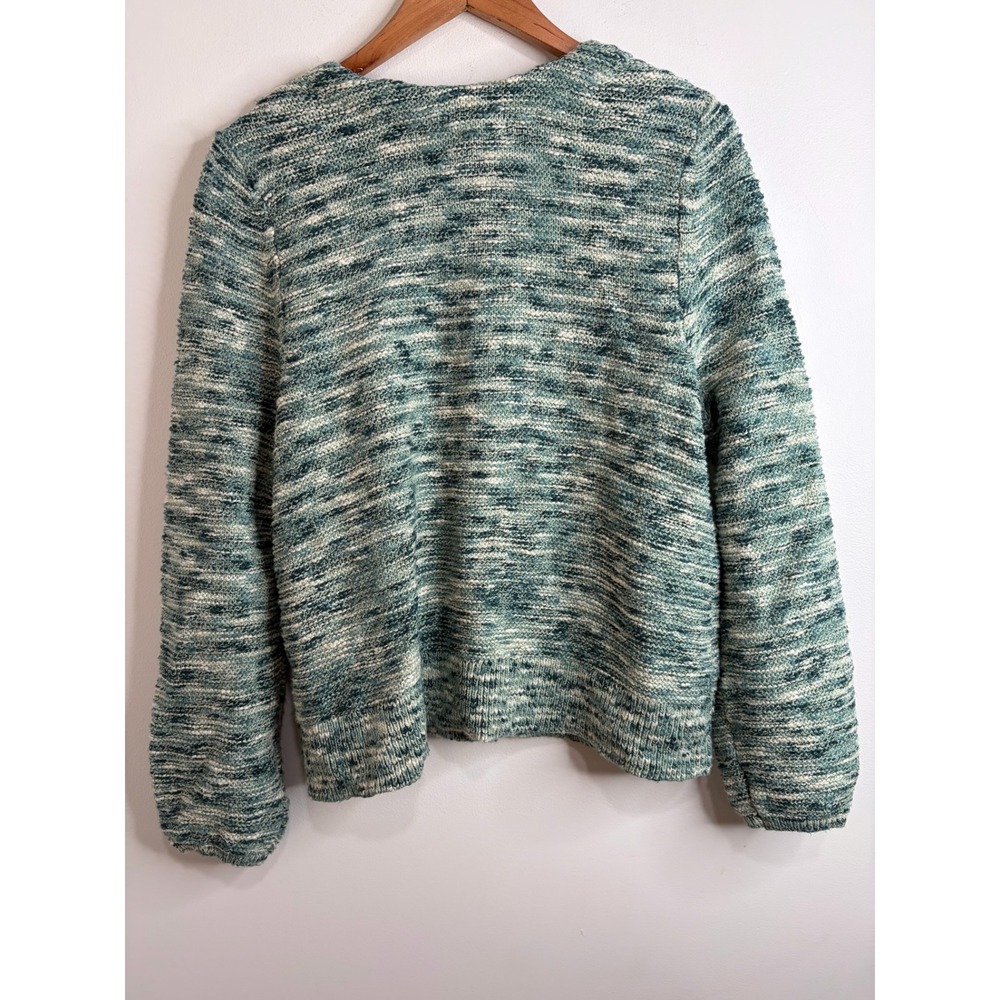 Pure Jill Teal Space Dye Cotton Cardigan Sweater Womens L Preppy Academia Beach - Picture 4 of 8
